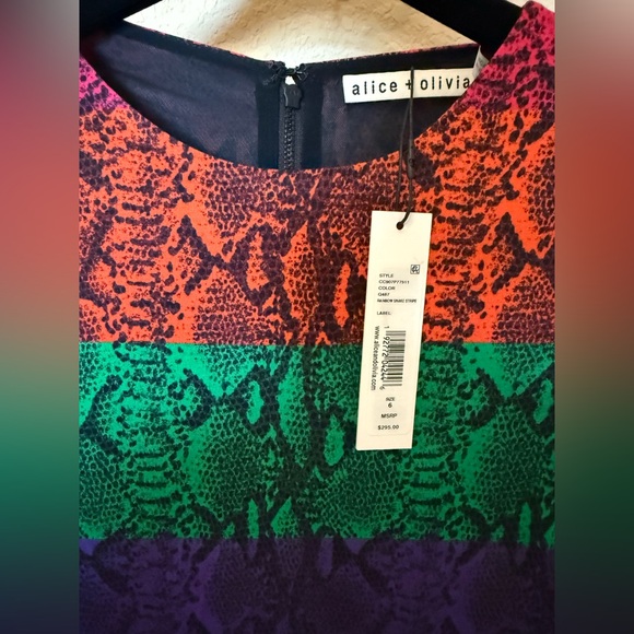 Alice + Olivia Delora Rainbow Snake Print Midi Dress - Picture 5 of 6